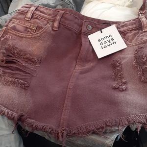 #4❤️/35❤️ NWT SOMEDAYS LOVIN DISTRESSED MINI SKIRT